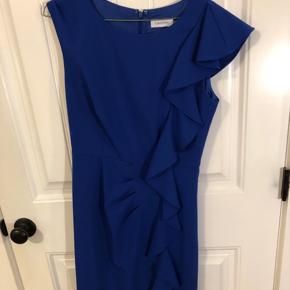Blue Side Ruched Dress